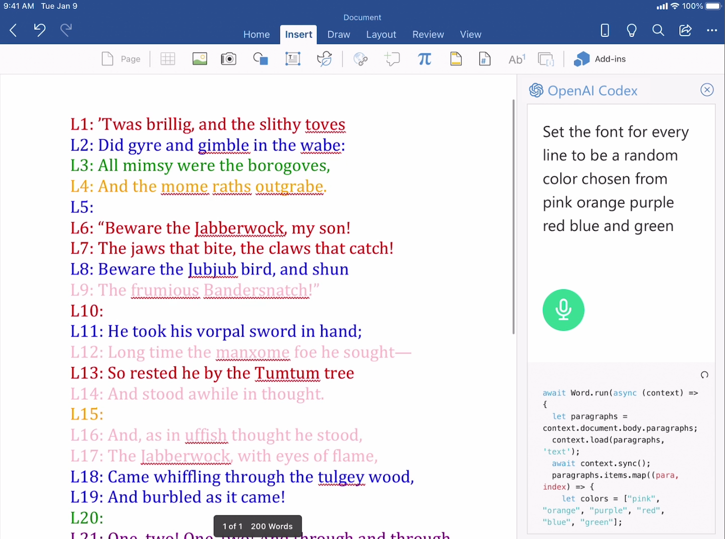 OpenAI's Codex AI modifies a Word document according to simple instructions.