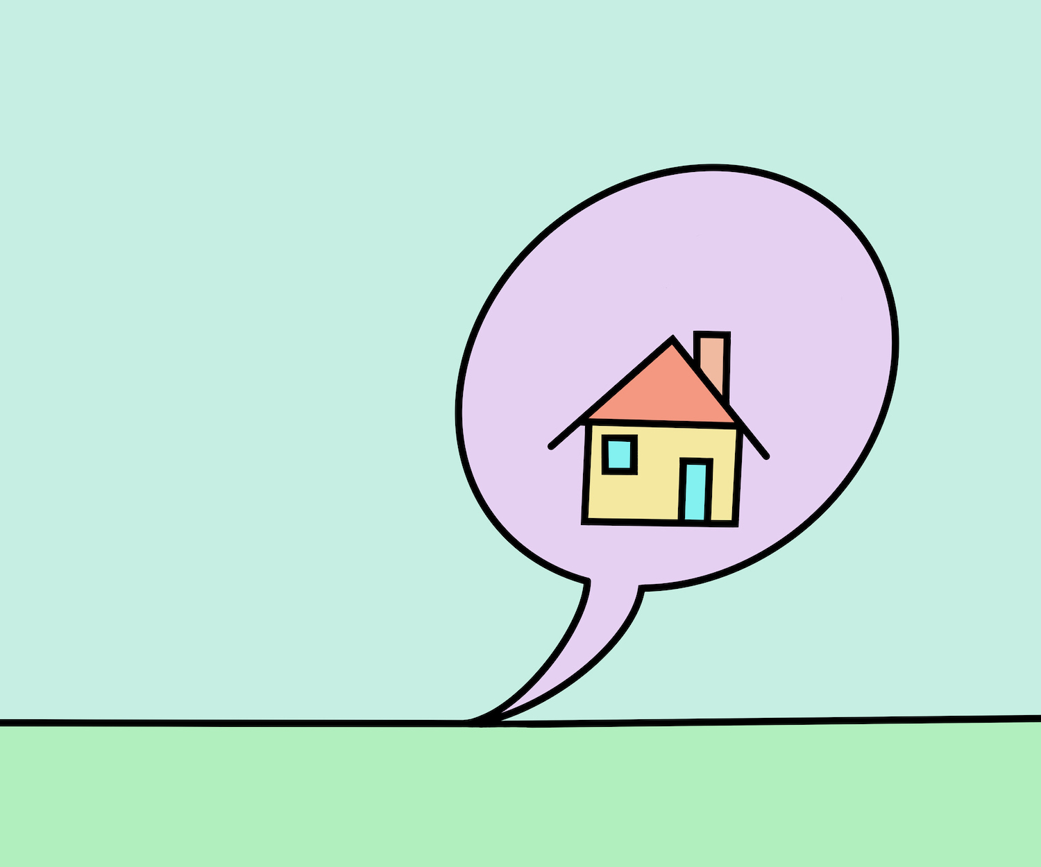 Speech bubble with home