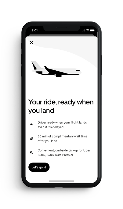 Uber functionality Book at airports