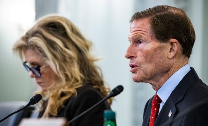 Committee Chairman Sen. Richard Blumenthal (D-CT) speaks during a Senate Subcommittee on Consumer Protection, Product Safety, and Data Security hearing on Protecting Kids Online: Snapchat, TikTok, and YouTube on October 26, 2021 in Washington, DC.