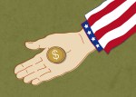 Illustration of Uncle Sam's arm holding a coin to represent federal grant funding.