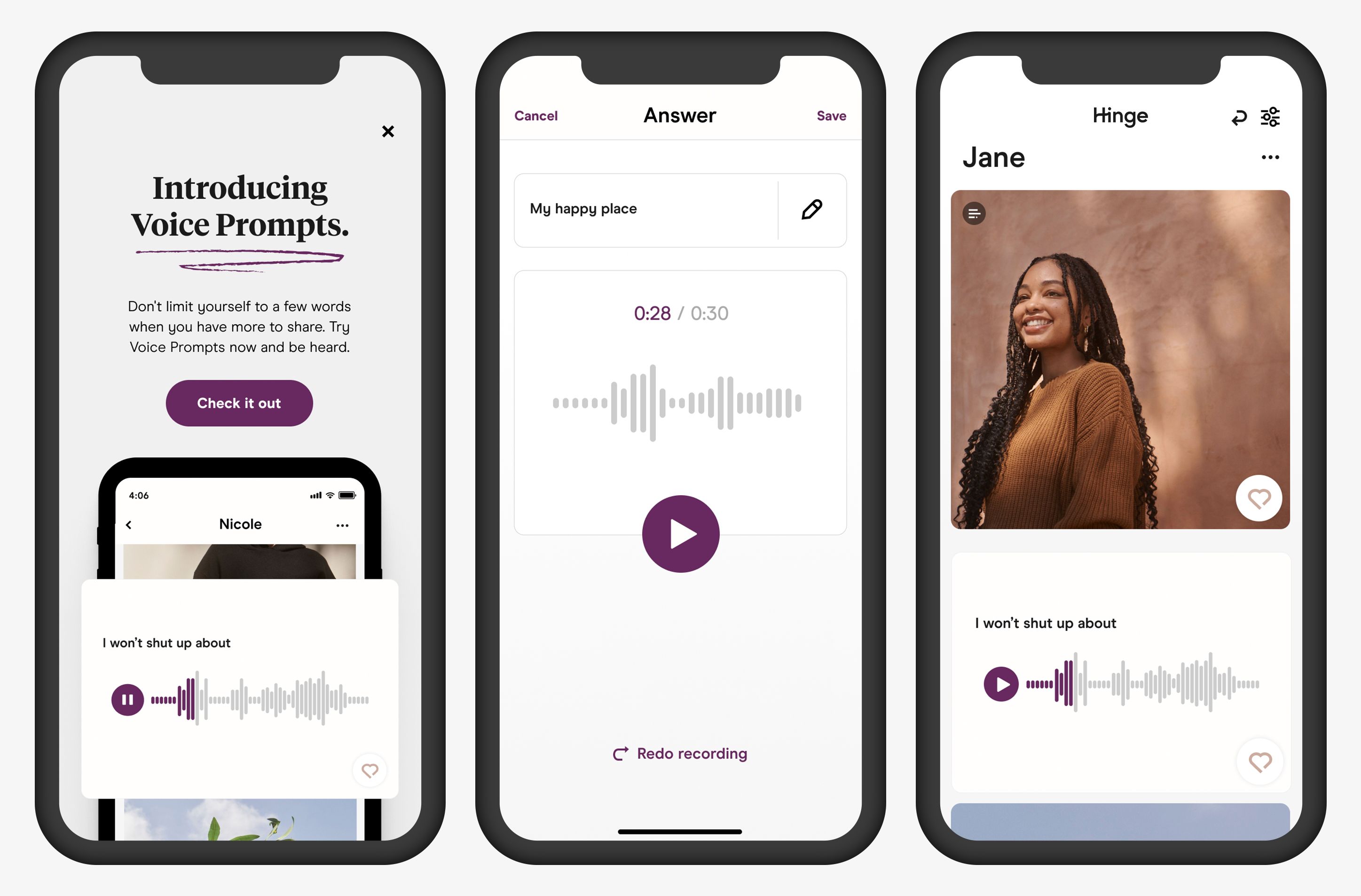 Hinge launches a new 'Voice Prompts' feature to give users a new way to  interact | TechCrunch