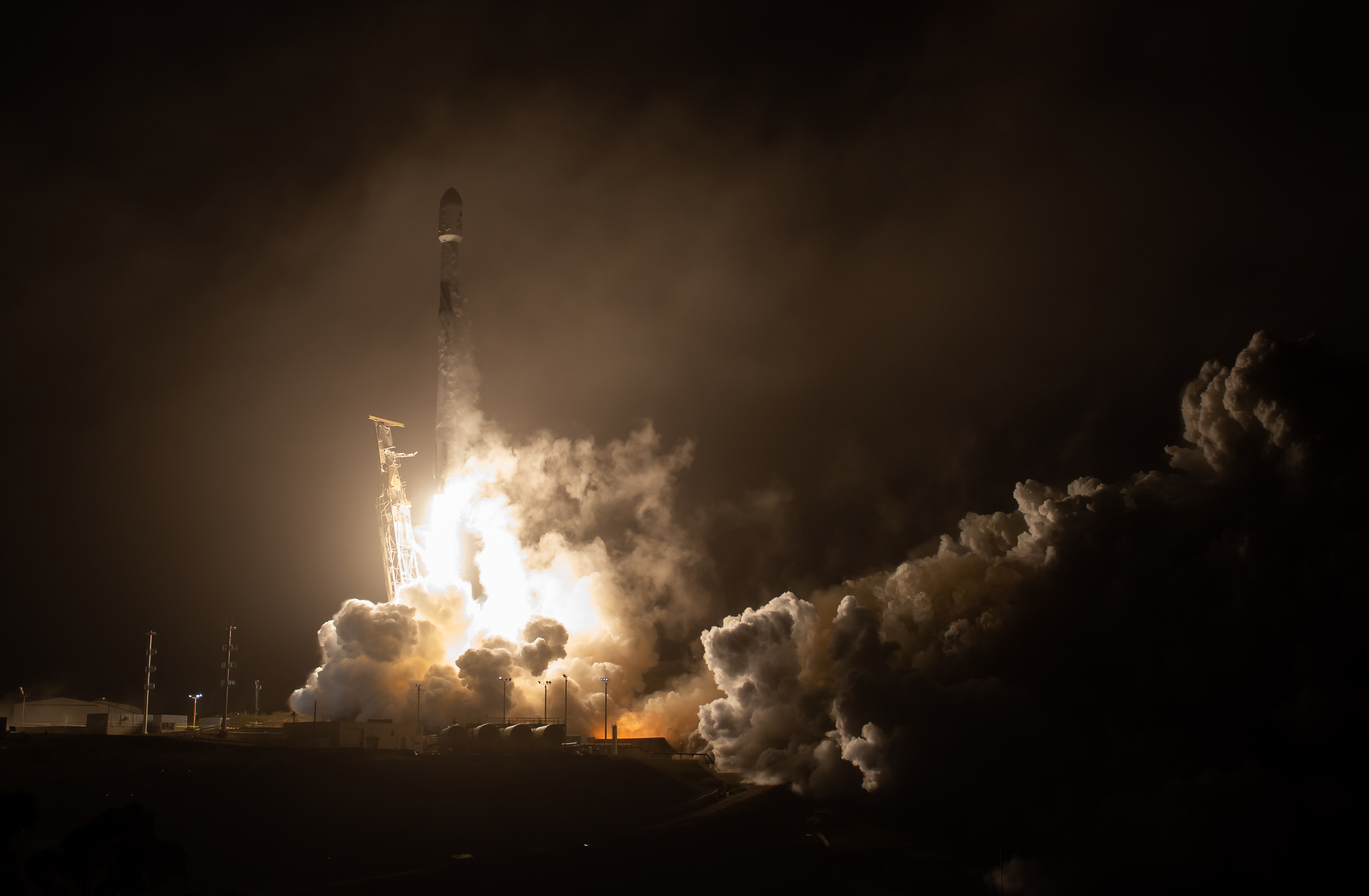 The SpaceX Falcon 9 rocket launches with the Double Asteroid Redirection Test, or DART, spacecraft onboard.