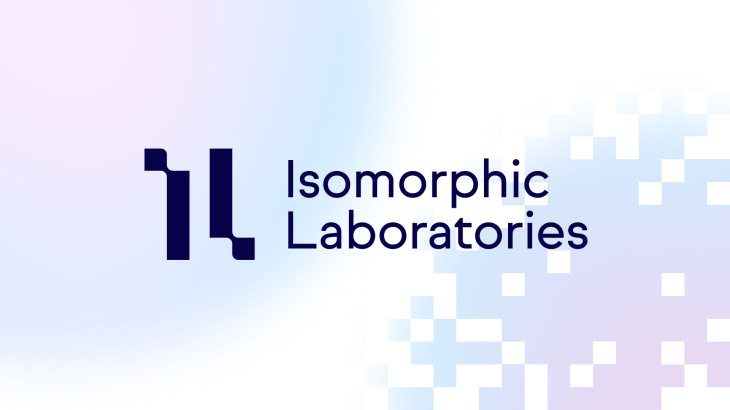 The Isomorphic Labs logo on an abstract background.