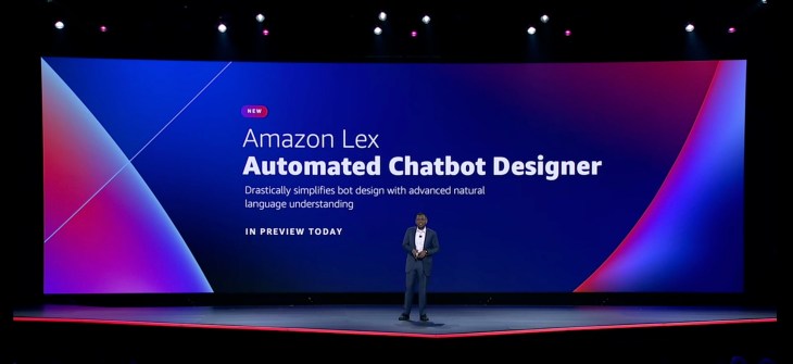 Swami Sivasubramanian, VP of Amazon AI introduces Amazon Lex automated chatbot builder at AWS re:Invent in Las Vegas.