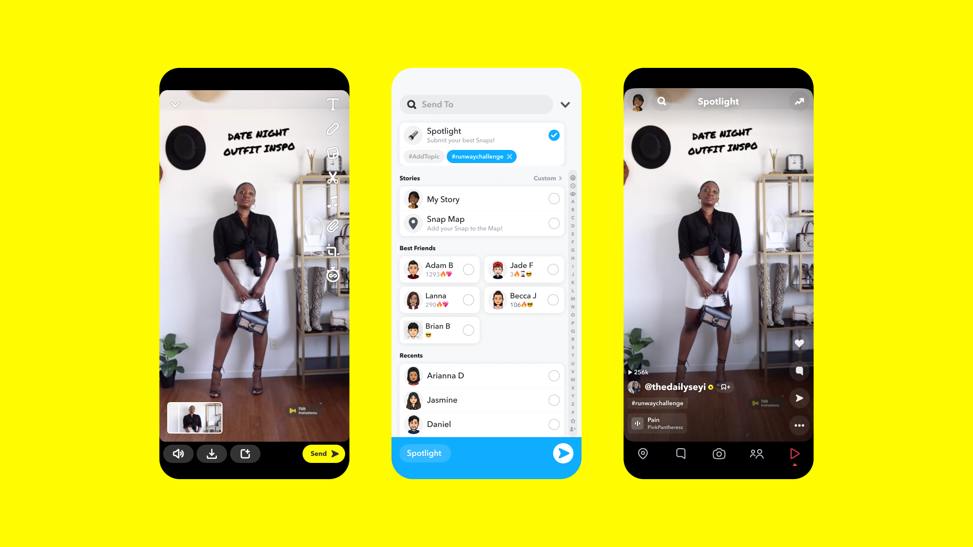 snapchat'in spot ışığı özelliğinin ekran görüntüleri
