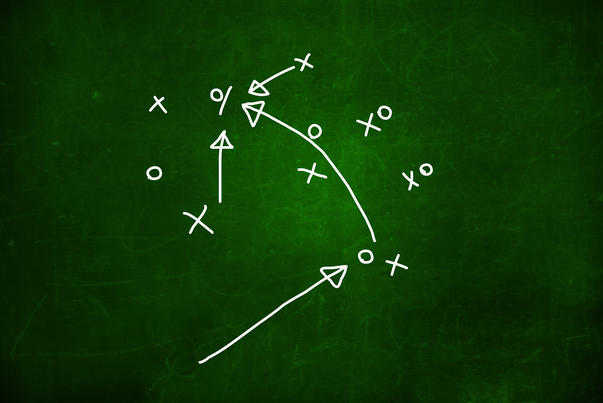 Strategy For Playing Football Drawn On A Chalk Board