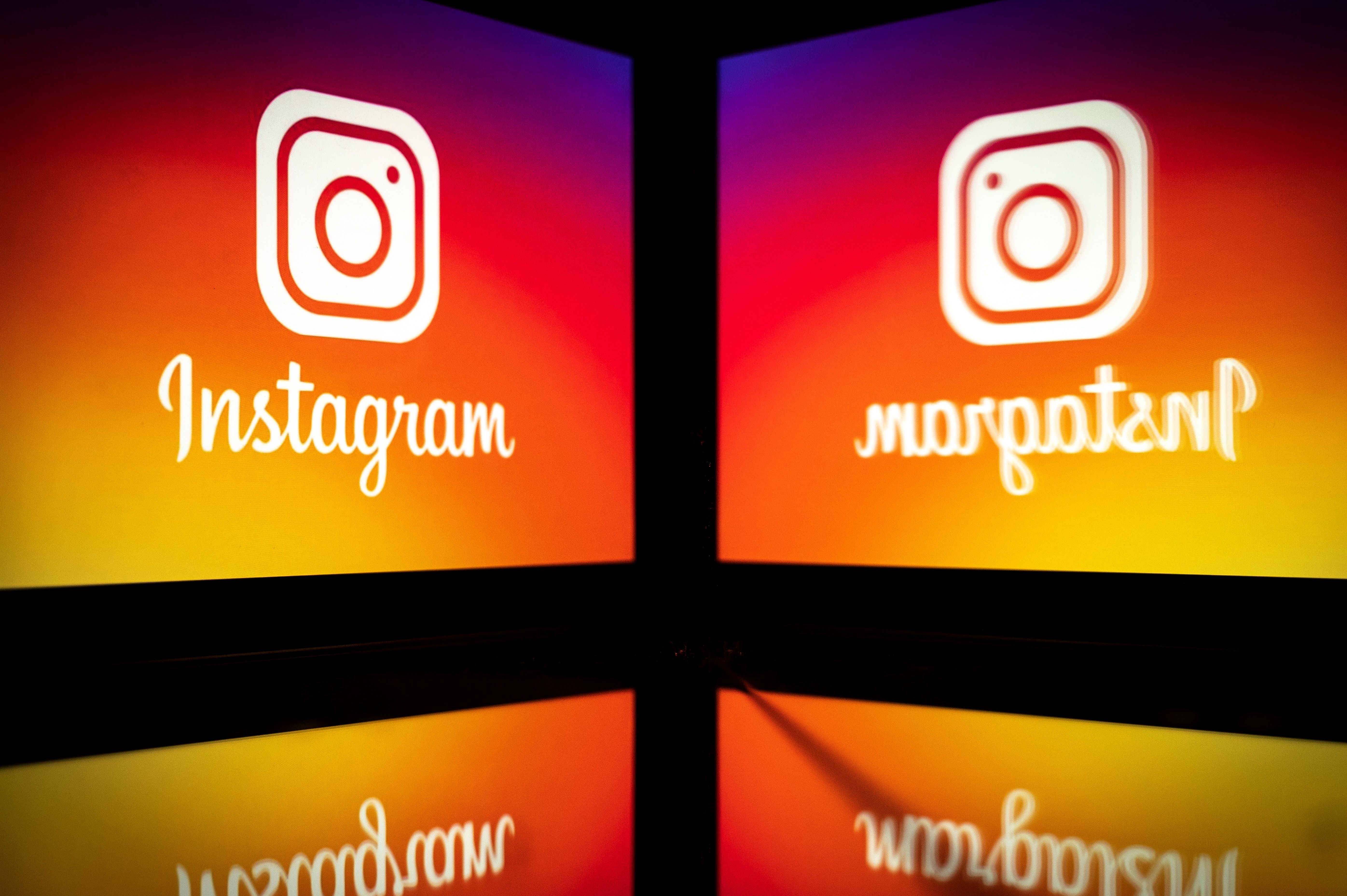 Instagram logo reflected