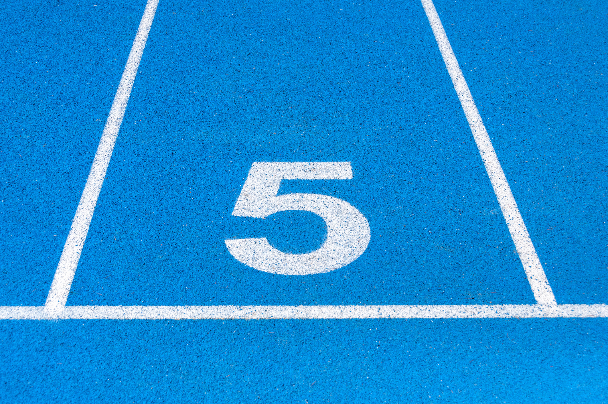 5 Running track with numbered lanes