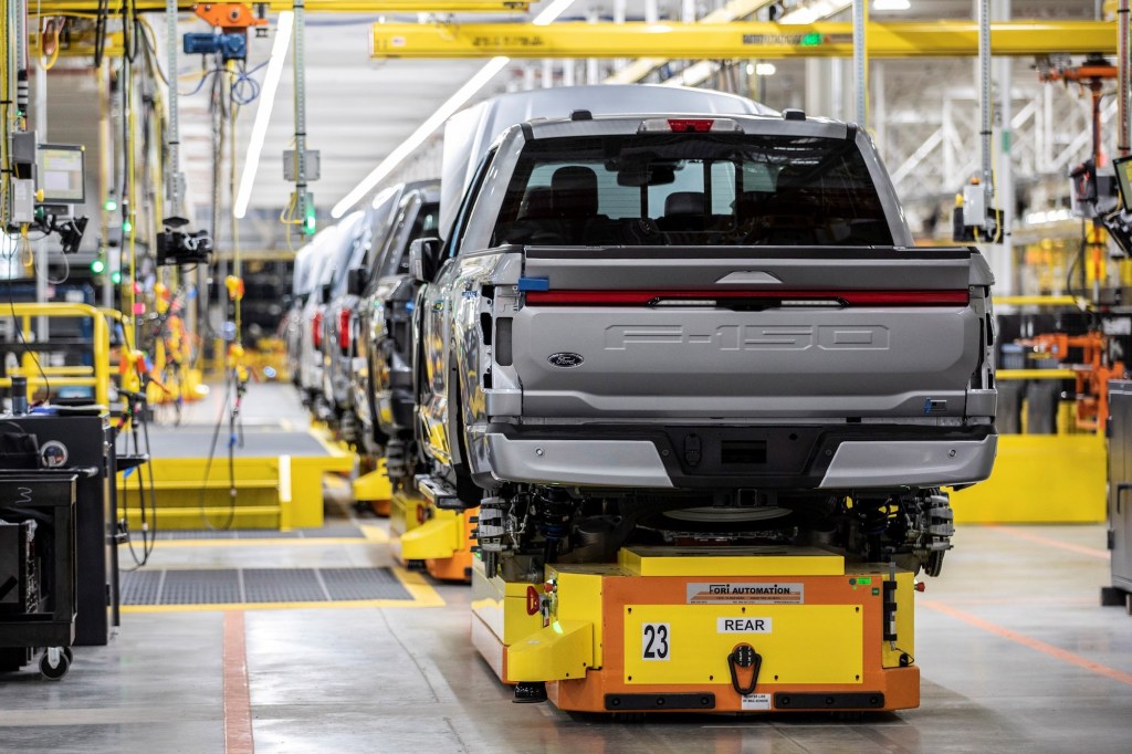 Ford F-150 Lightning electric truck assembly line