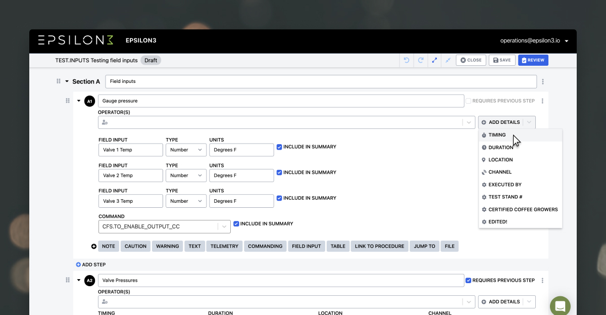 A screenshot of the Epsilon3 software platform.