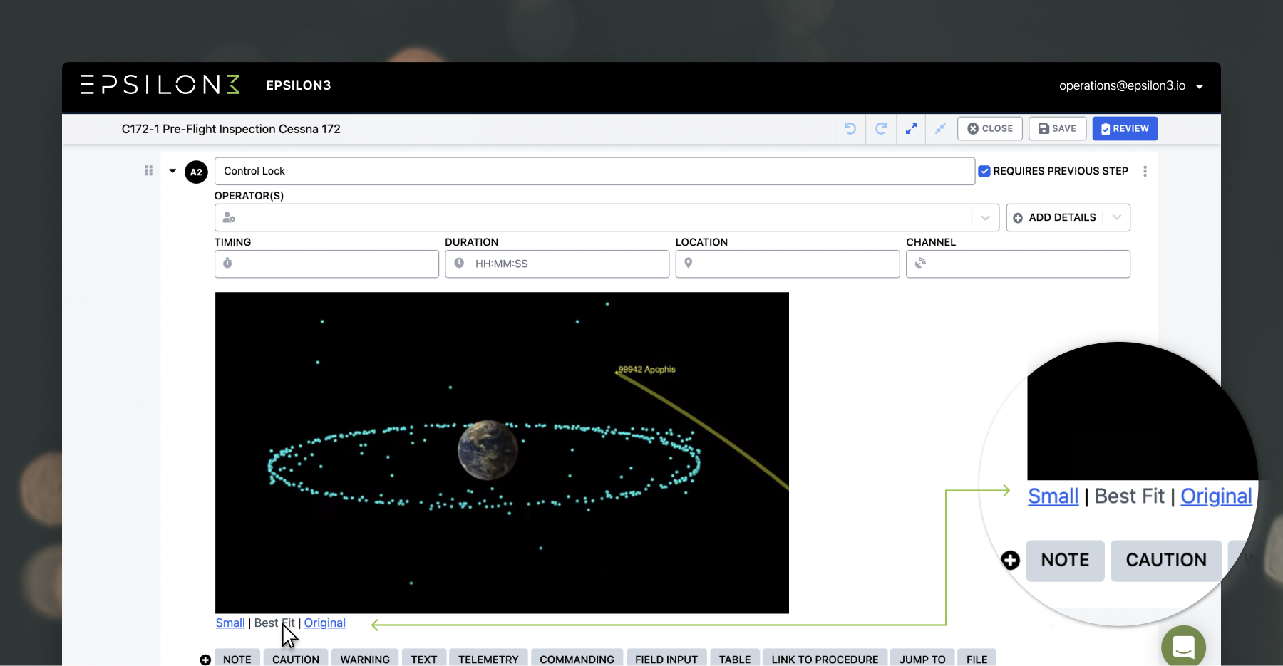 Une capture d'écran de la plateforme logicielle Epsilon3.