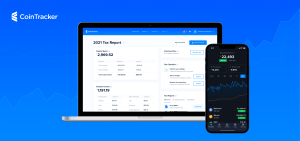 CoinTracker's interface on desktop and mobile