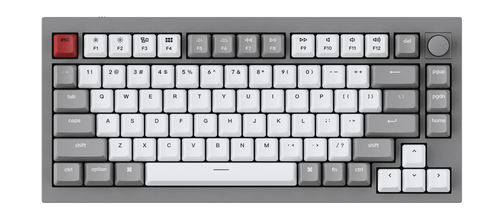 A Keychron keyboard seen from above.