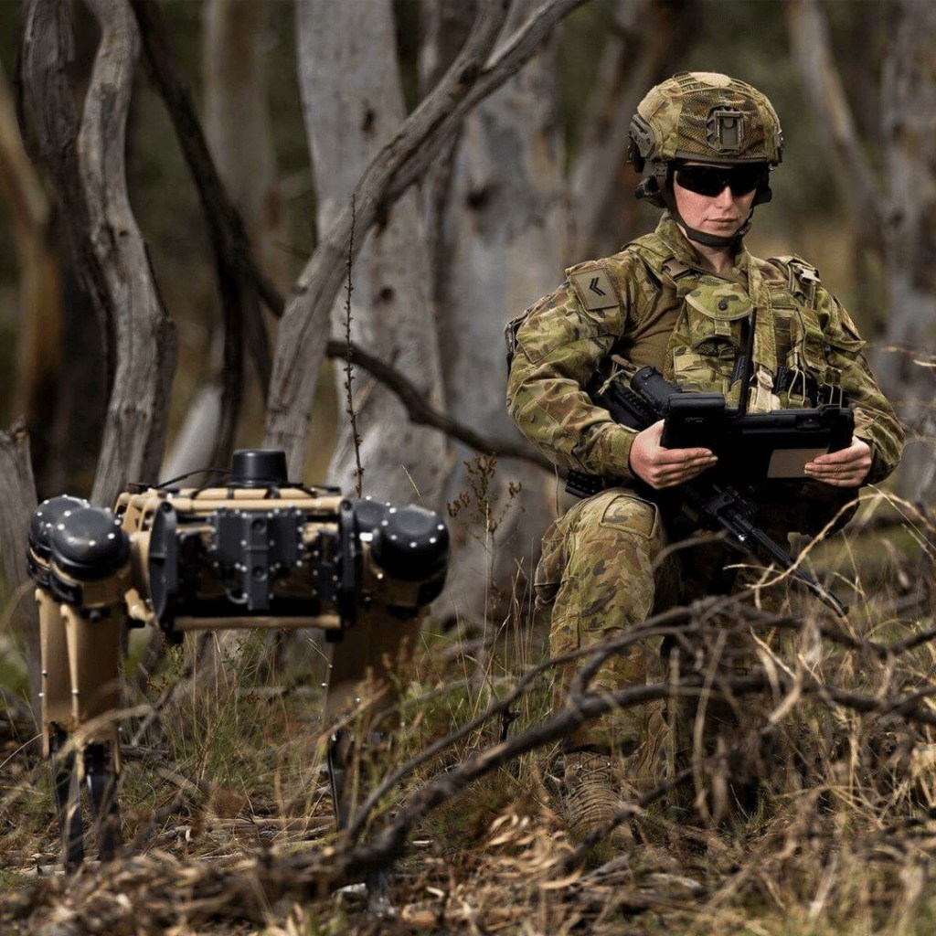 Ghost Robotics unit controlled by soldier