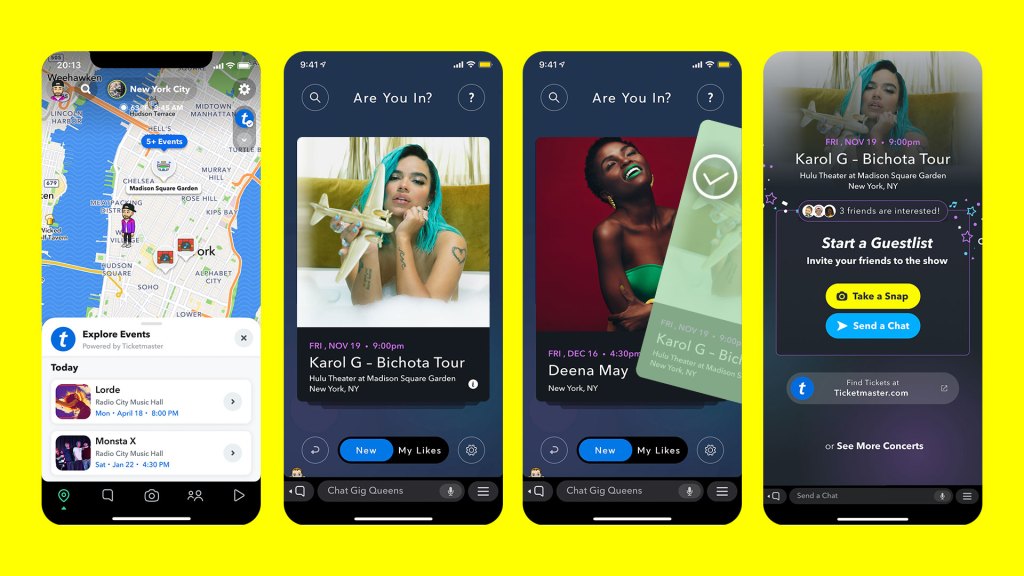 Snapchat se asocia con Ticketmaster para vincular a los usuarios con eventos en vivo cerca de ellos
