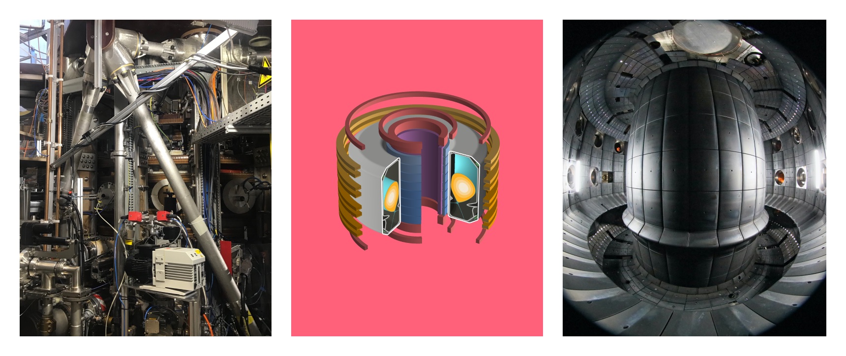 Images of the tokamak machine and a 3D model of it.