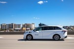 Autonomous vehicle technology company Aurora Innovation unveils test fleet of Toyota Sienna autono-maas vehicles for robotaxi operations.