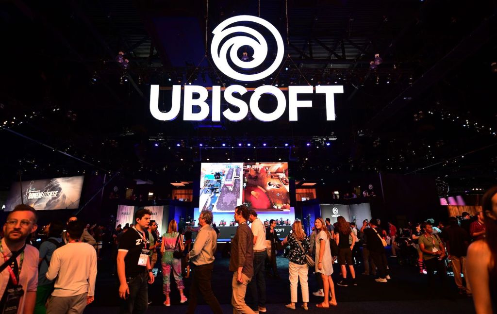 Ubisoft gaming event with people around a convention center