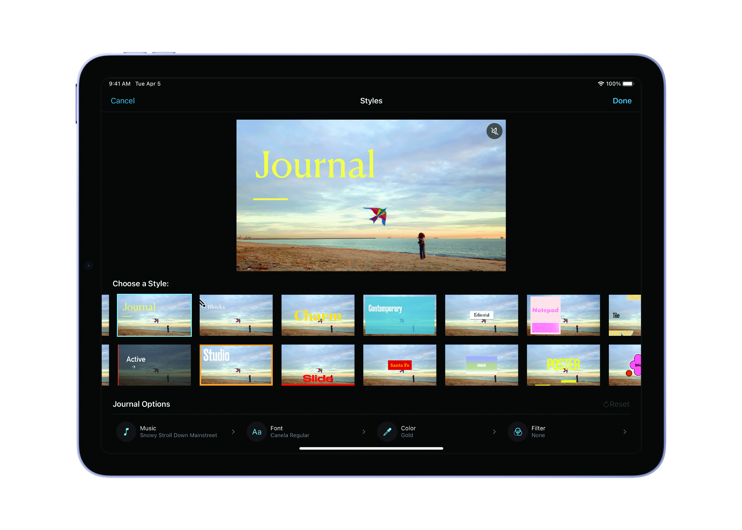 ภาพหน้าจอของ iMovie 3.0 บน iOS และ iPadOS