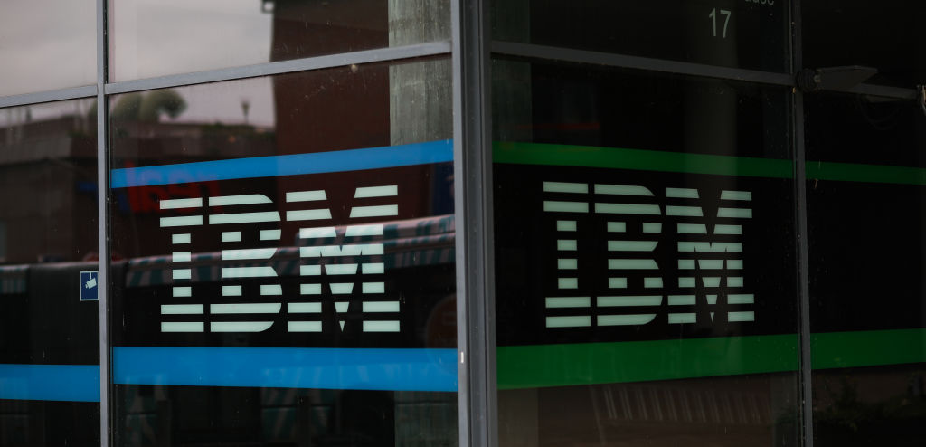 An IBM sign is seen on July 04, 2020 in Hamburg, Germany. (Photo by Jeremy Moeller/Getty Images)