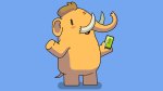 Mastodon elephant holding phone