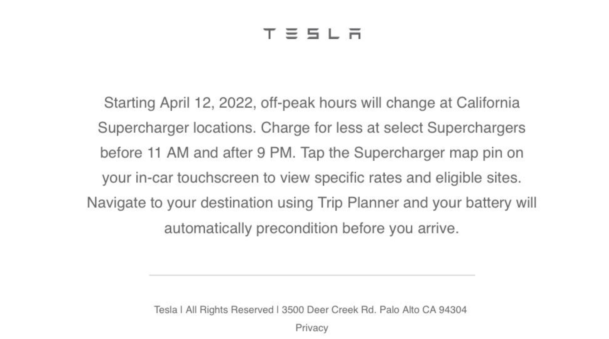 Tesla supercharging rate california