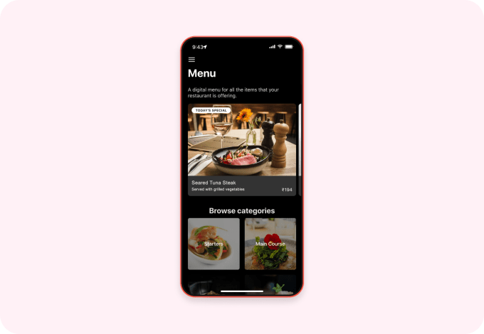 restaurant menu app built with Glide.