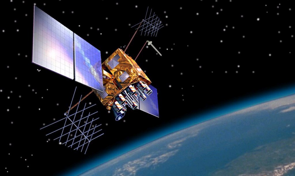 gps satellite in orbit over the earth