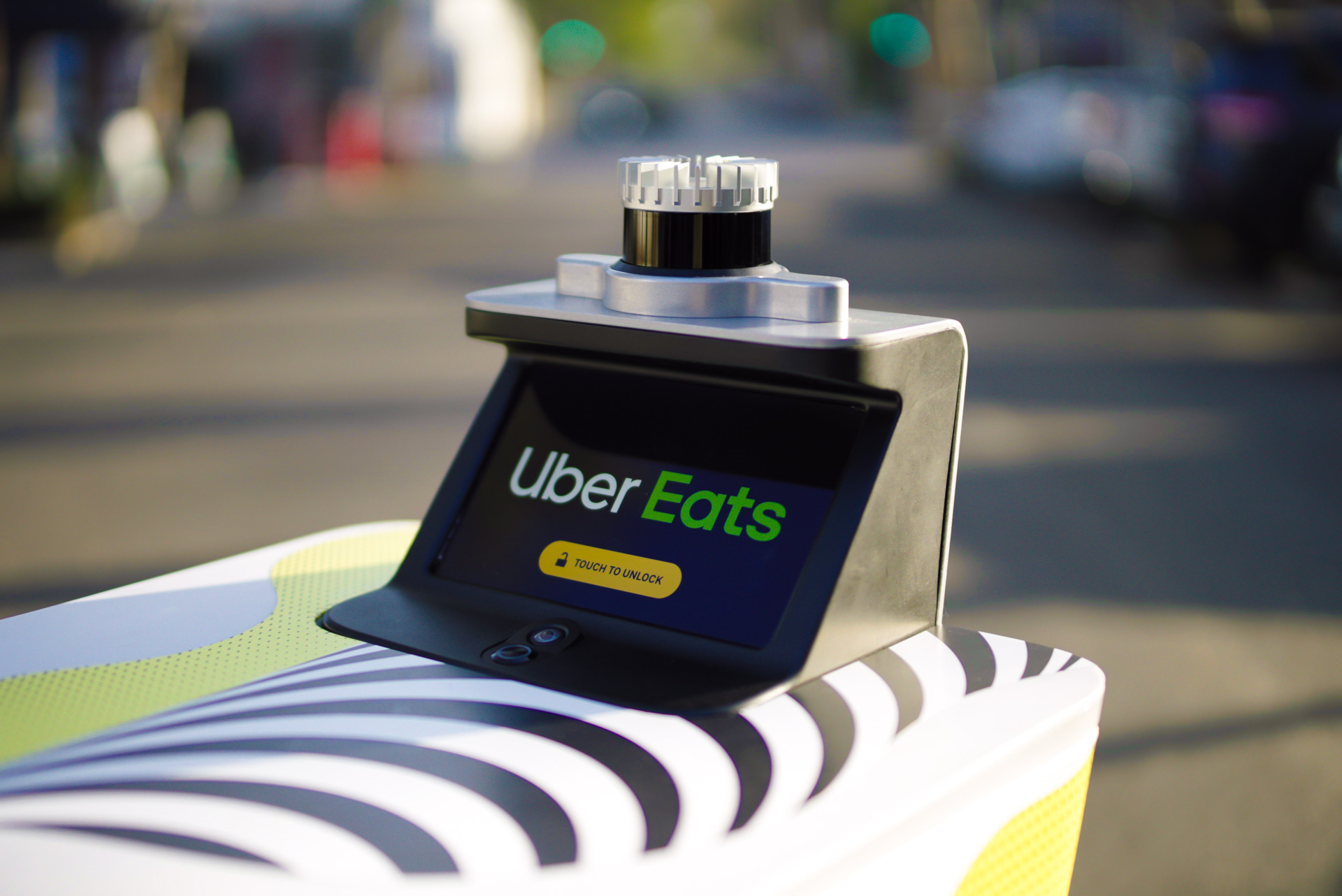 service robot with uber eats brand
