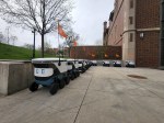 cartken delivery robots lined up at ohio state university
