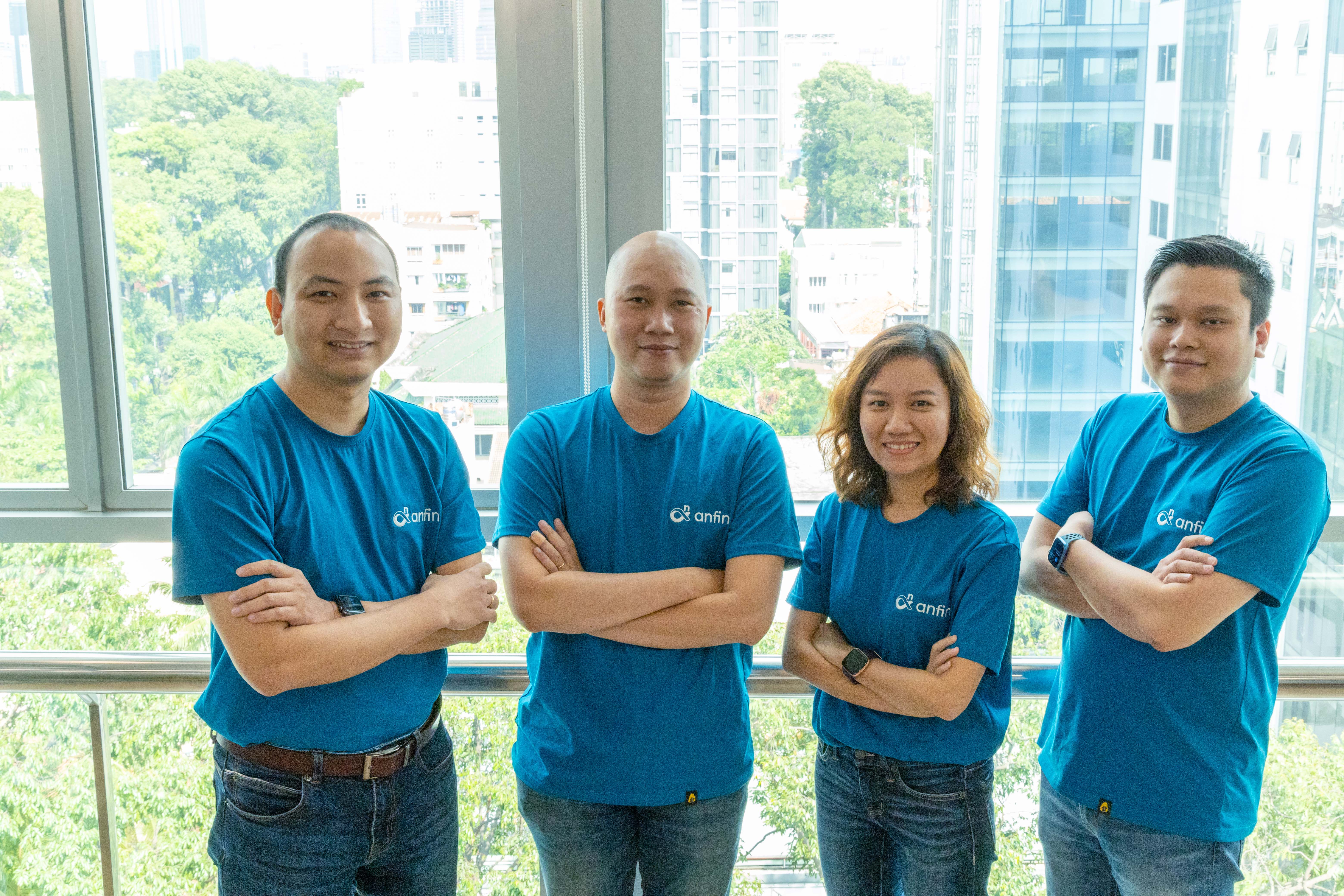 Anfin founders Hiep Nguyen, Phuoc Tran, Chi Pham and Michael Do