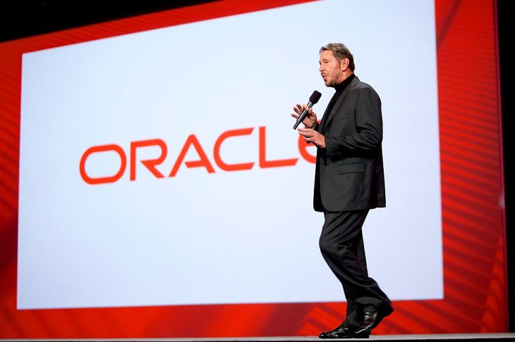Oracle CEO Larry Ellison on stage at Oracle Open world