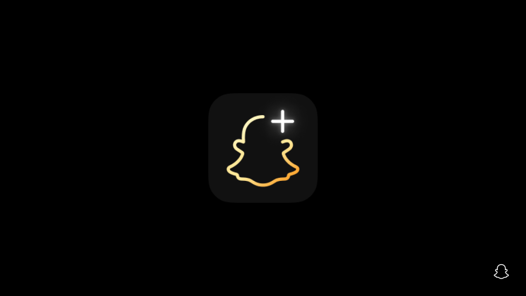 Snapchat+ logo; yellow outline on black background