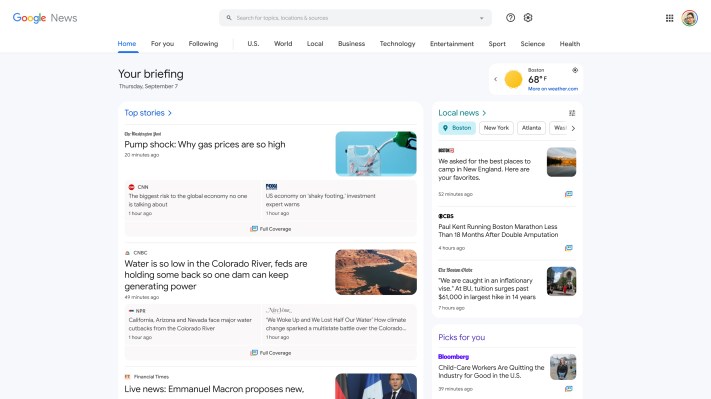 Google News launches a new desktop design with topic customization