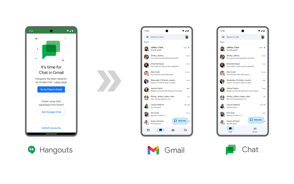 Google Hangouts'tan Chat'e geçiş yapın