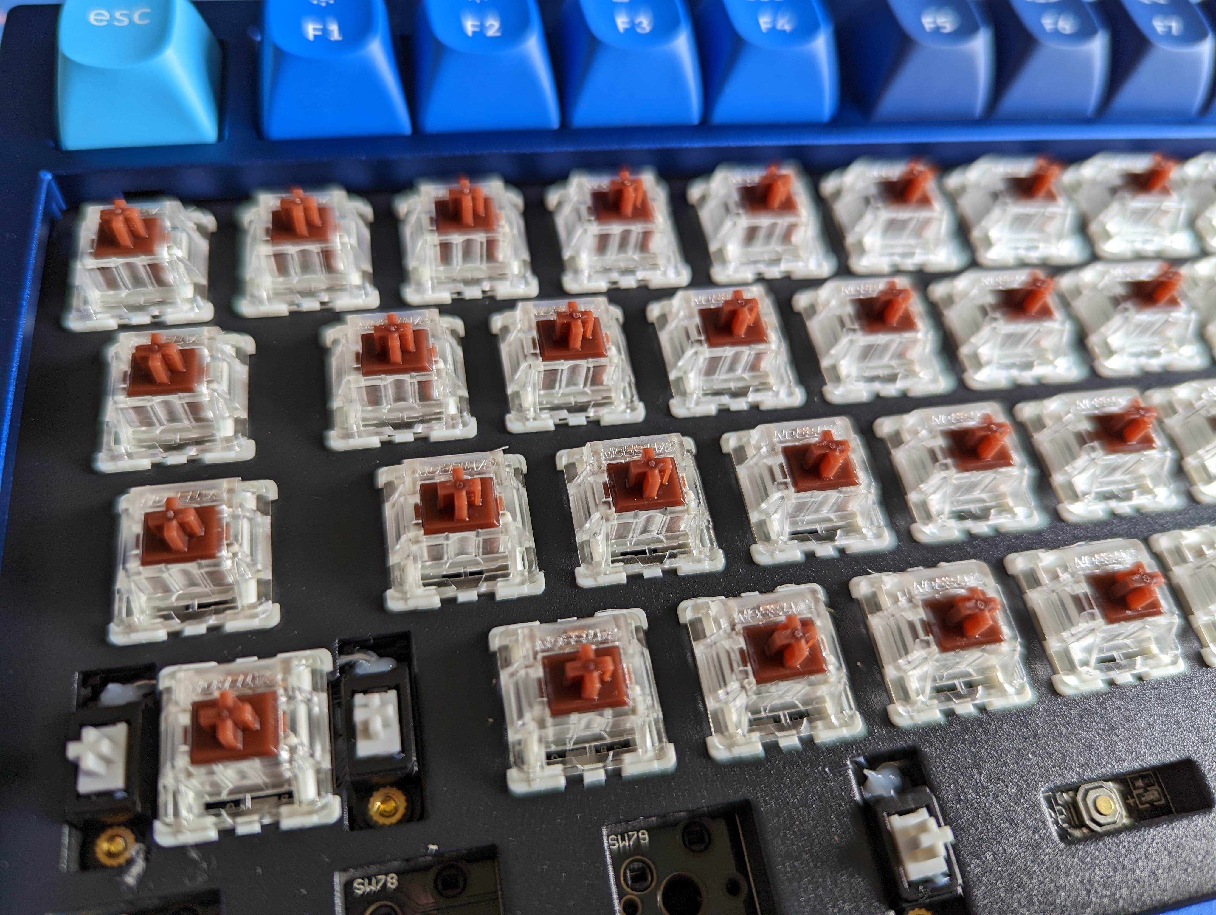 a close-up of Keychrone's Q3 mechanical keyboard without keycaps
