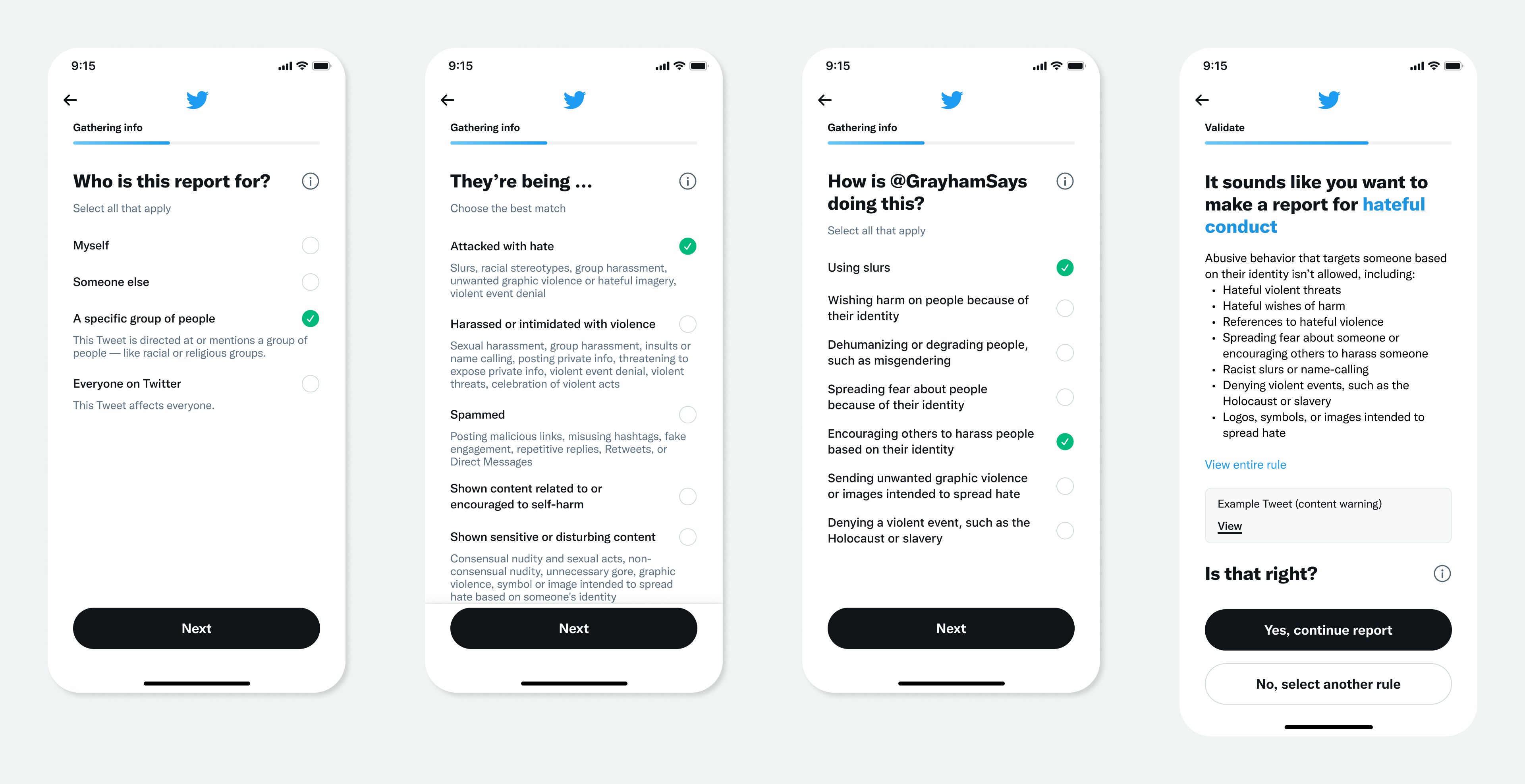 New reporting flow on Twitter
