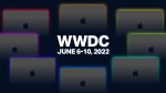 Apple laptops glowing with color. Text reads "WWDC June 6-10, 2022"