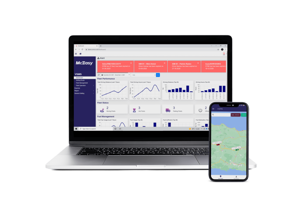 Indonesian logistics SaaS startup McEasy's dashboard and app