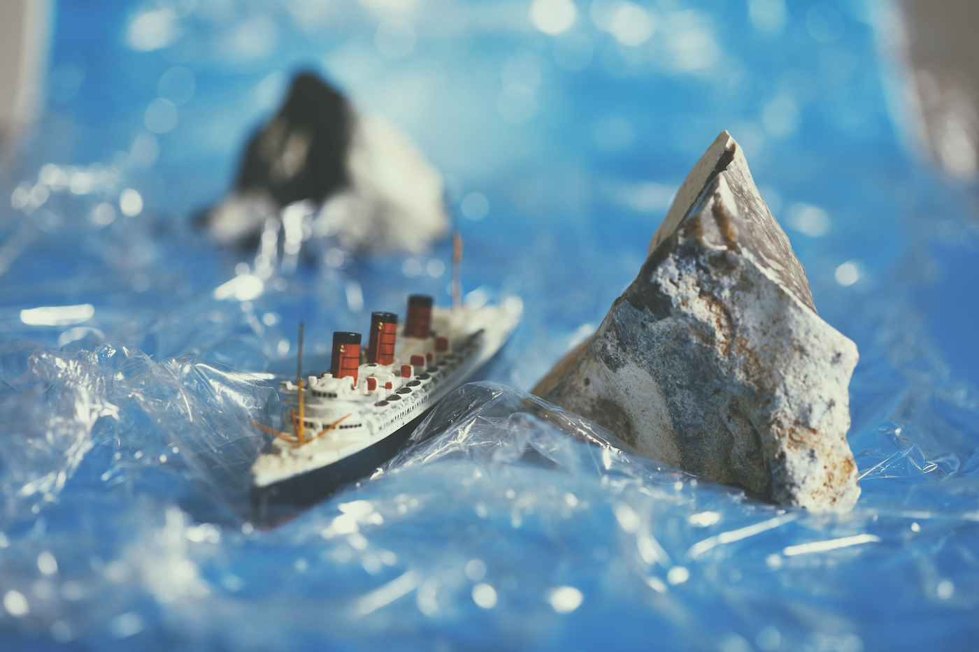 Flints with a miniature model of a homemade passenger ship