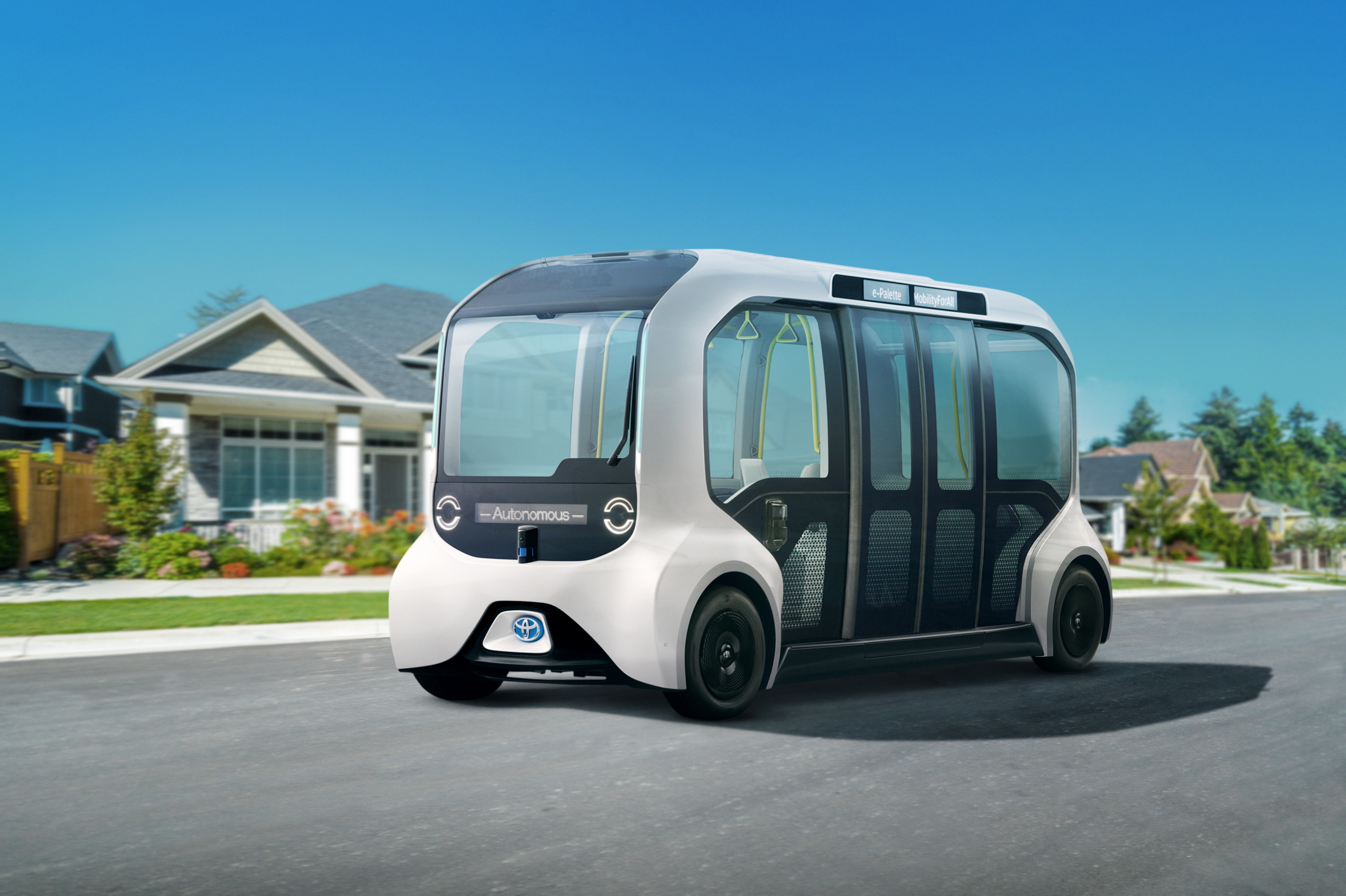 rendering of toyota e-palette autonomous vehicle for may mobility