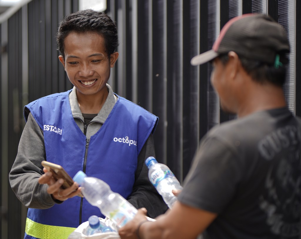 A waste collector for Indonesia circular economy startup Octopus