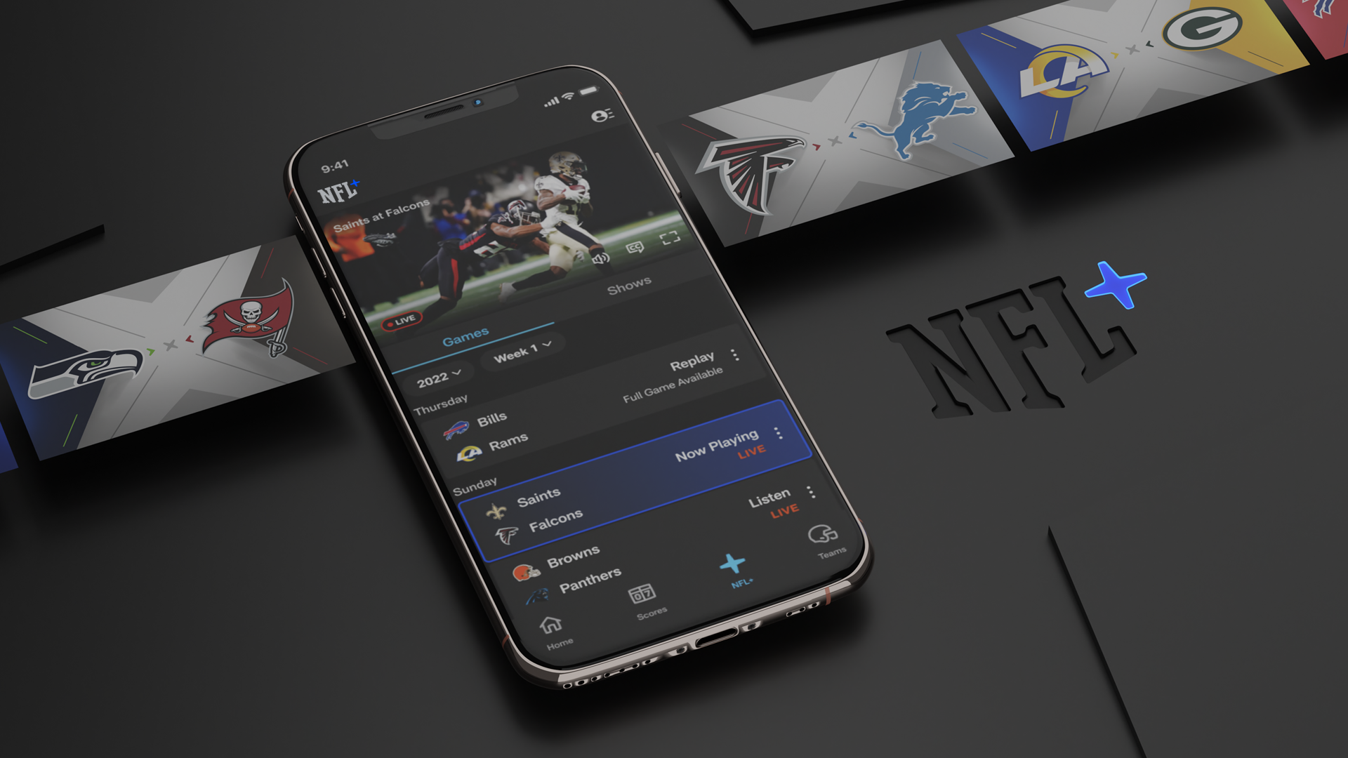 screenshot of NFL+ on mobile phone