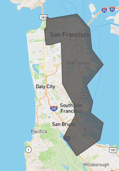 map of Alto's ride-hail service in San Francisco