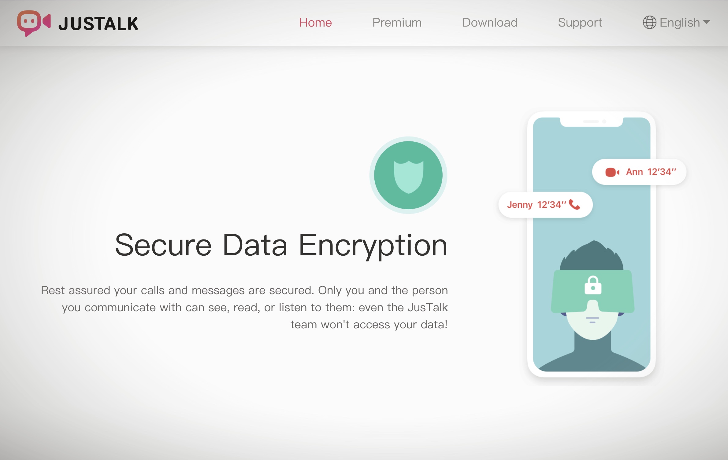 JusTalk's website that claims it uses end-to-end encryption, but a cache of spilled user data proves otherwise.