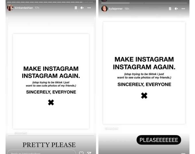 Kylie Jenner and Kim Kardashian post protesting Instagram changes