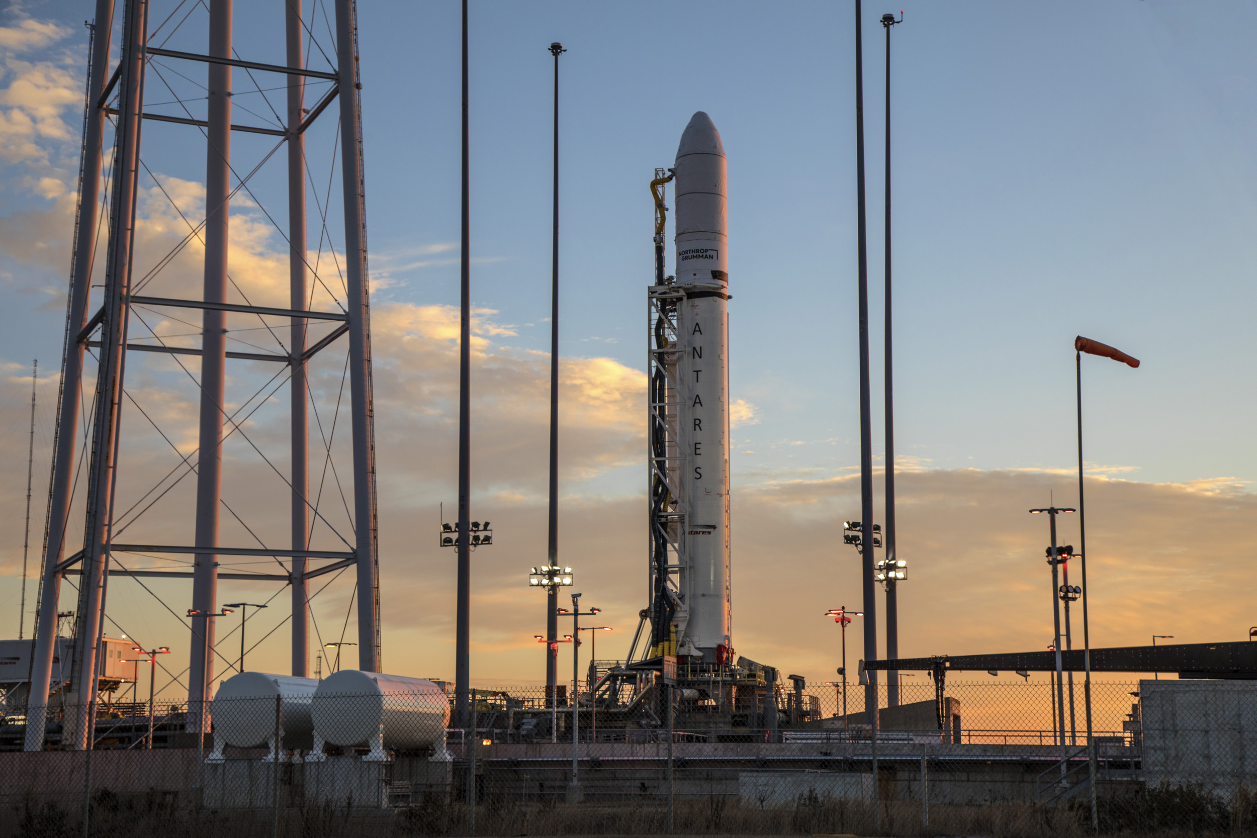 Northrop Grumman antares rocket on launch pad