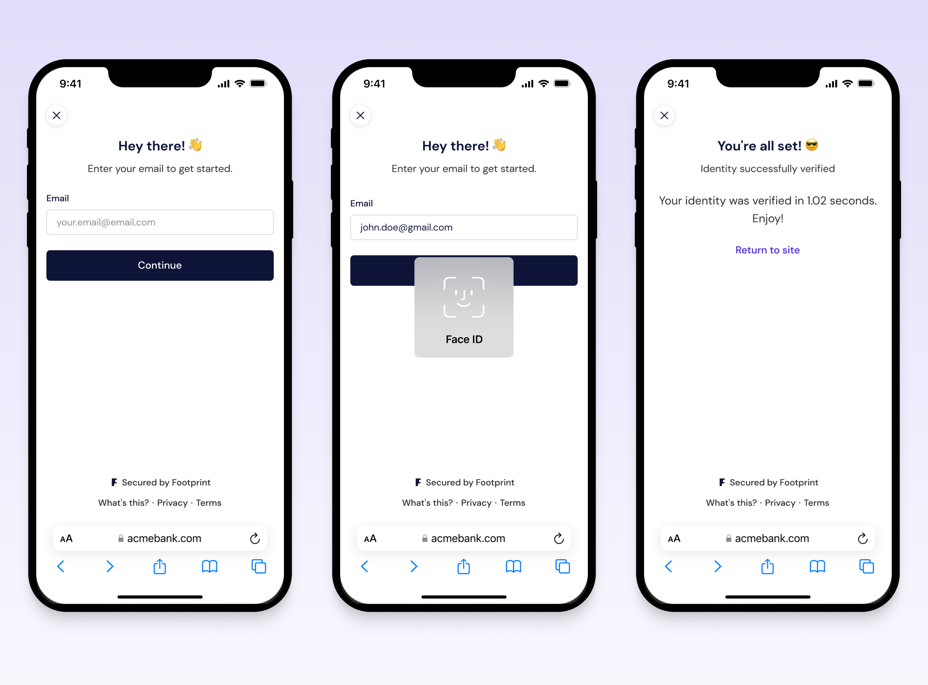 A fingerprint product that shows a user using FaceID to access an app.