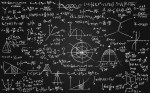 Image of math equations written on a blackboard.